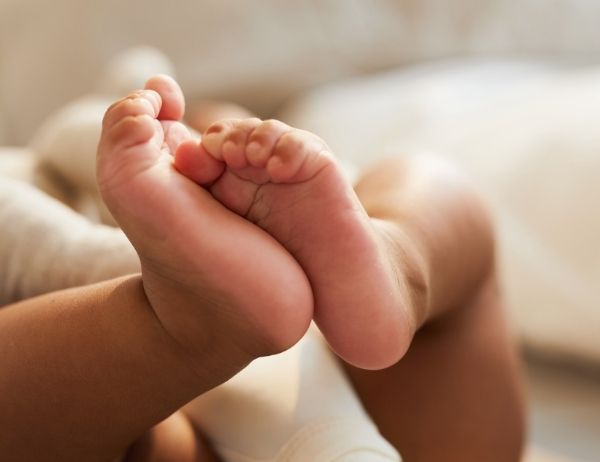 close up of baby feet